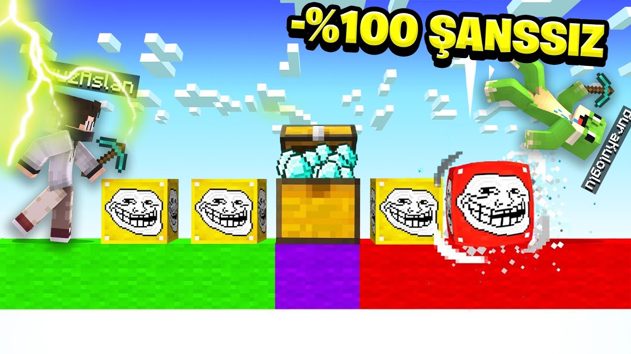 Minecraft’ta Şanssız lucky block ile TROLL