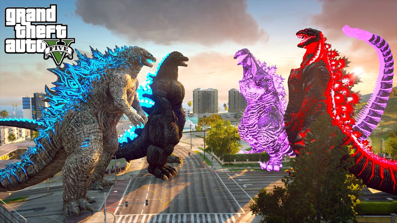 Godzilla and Heisei Godzilla vs Shin Godzilla Brother - Best GTA V Mods
