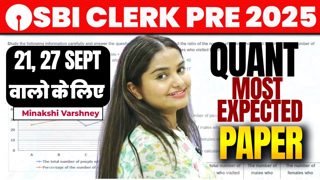 SBI CLERK Pre Quant 21, 27 Sept Most Expected Paper | SBI CLERK Quant Memory Based Paper
