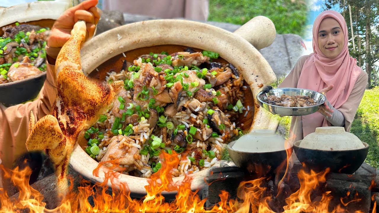 CLAYPOT CHICKEN RICE DAPUR KAYU || Wangi dan sangat sedap!! chicken rice steamed in claypot
