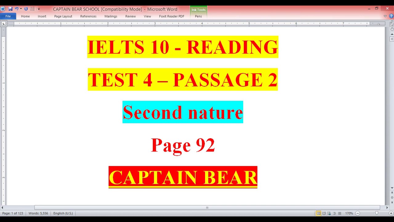 READING - IELTS 10 - SECOND NATURE
