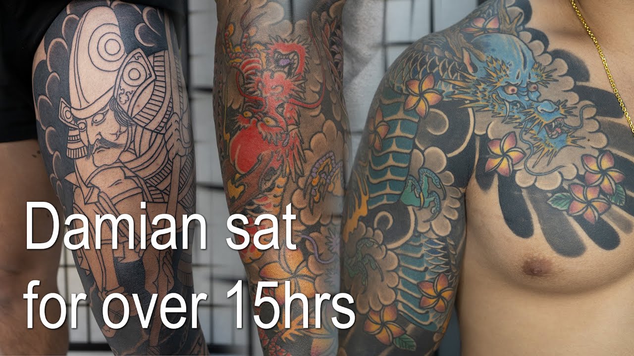 Damians Dragon Sleeve/Chest Panel and Samurai to Tiger Leg Sleeve Tattoo