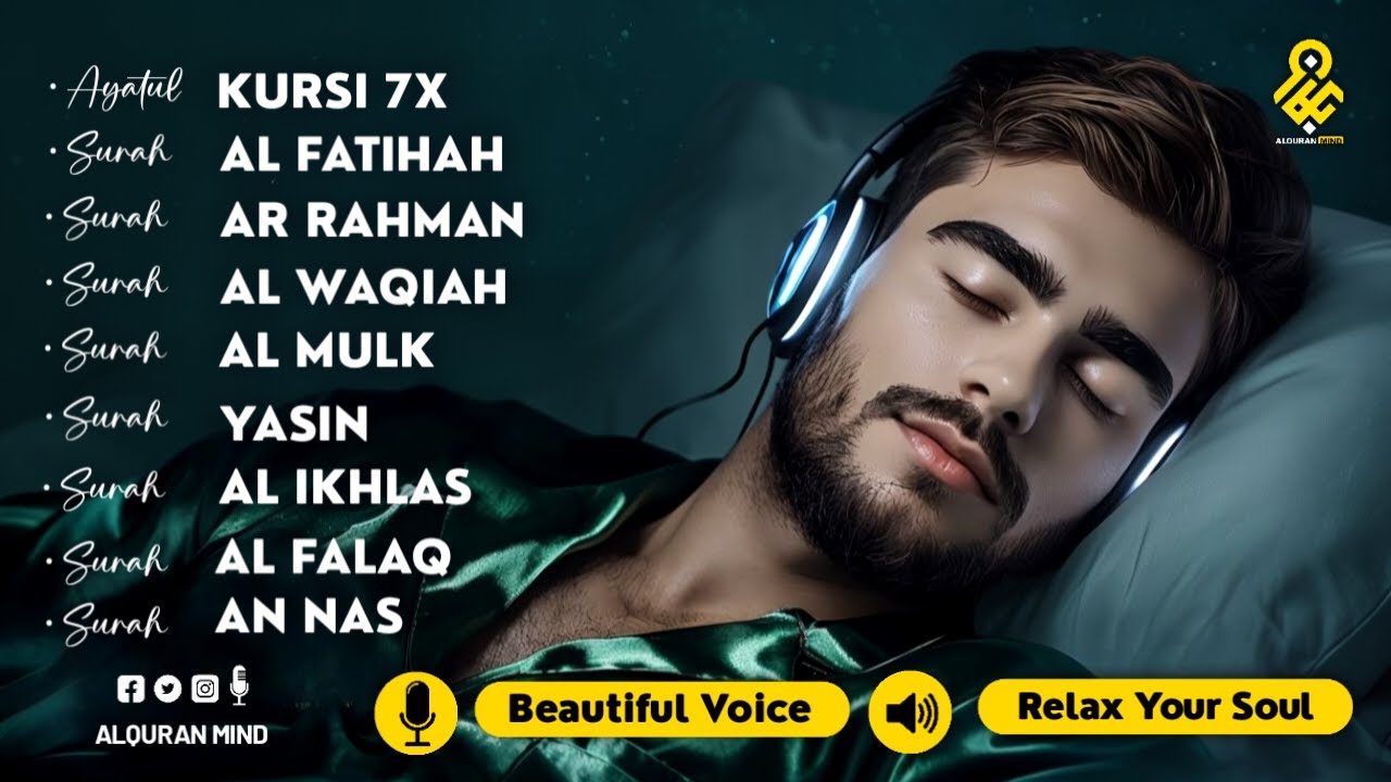 BEST Quran Recitation in A Peaceful Voice | Alfatiha, Ayat AlKursi, Yasin, Arrahman, AlWaqiah, AlMul