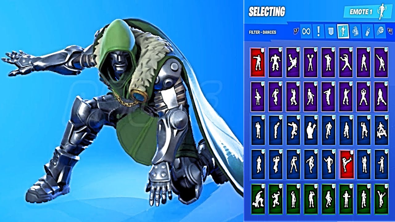 🔥 DOCTOR DOOM SKIN SHOWCASE WITH ALL FORTNITE DANCES & EMOTES 😱