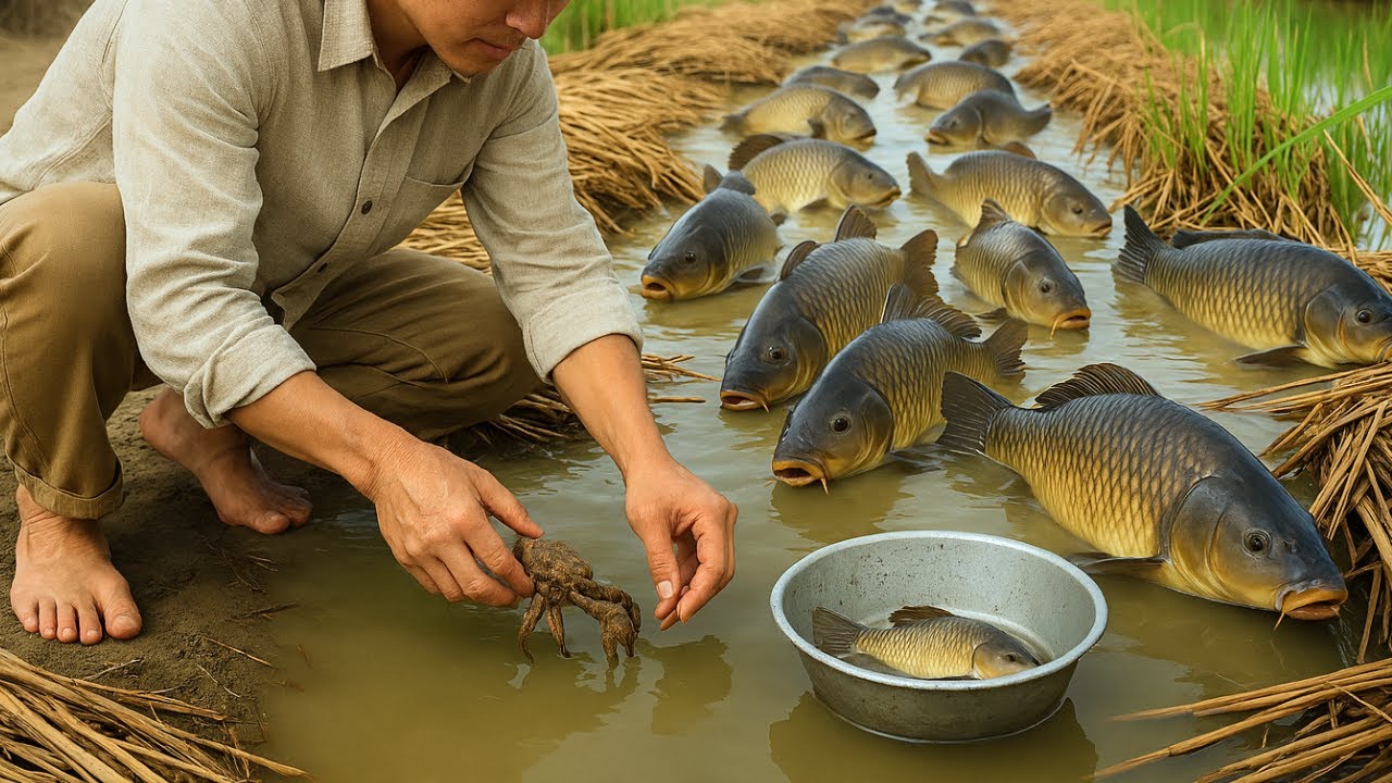 Viral Moment! Single Man Takes On Bare‑Hand Fishing Challenge & Lands MONSTER FISH