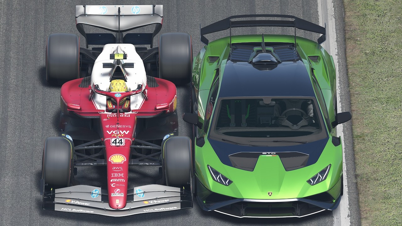Lewis Hamilton Ferrari 2025 vs Lamborghini Huracán STO at Monza