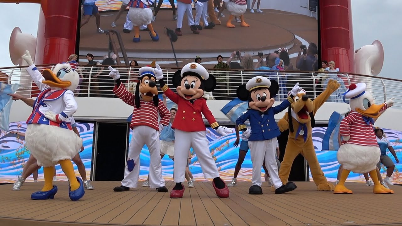 Disney Wish 'Set Sail on a Wish' Sail Away Deck Party Show with Characters - Disney Cruise Line