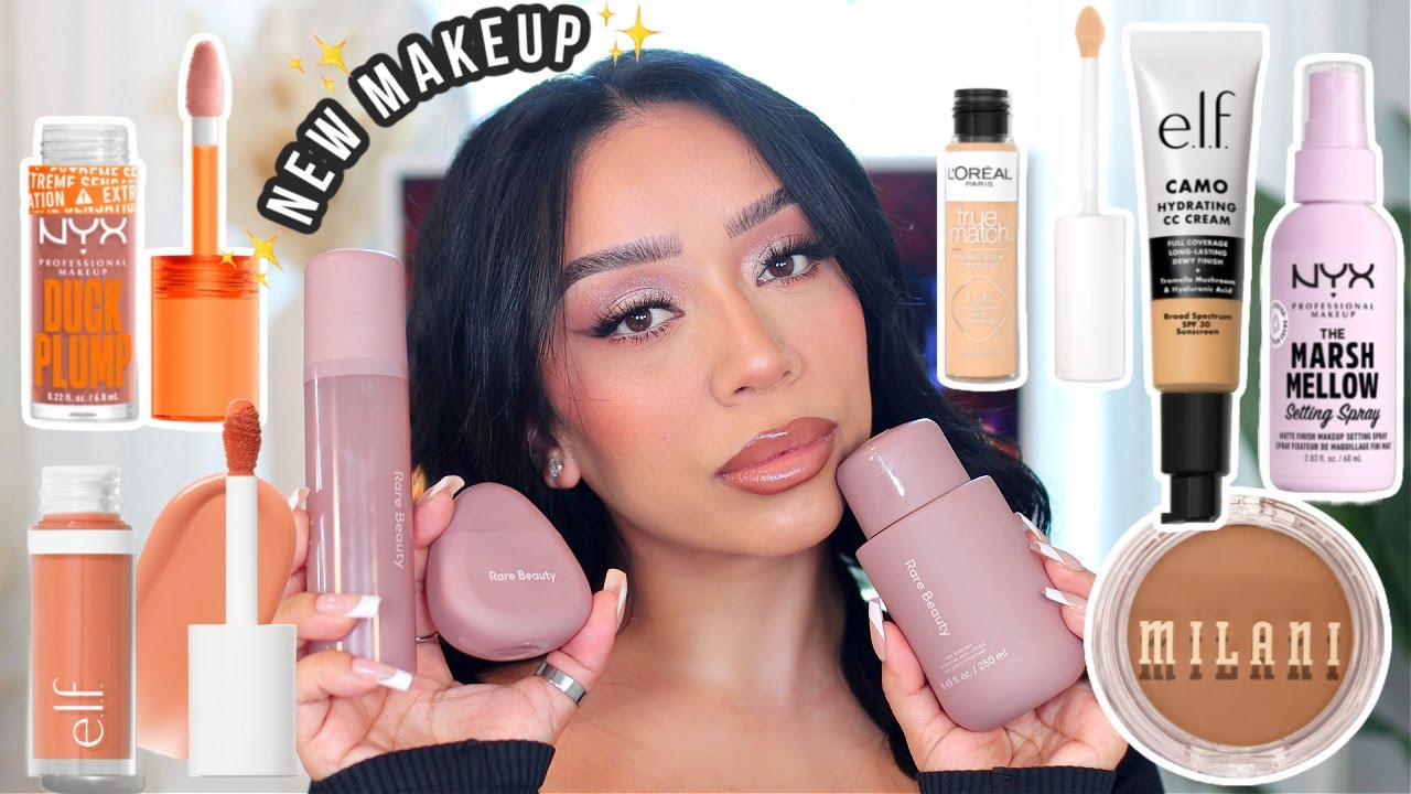 TESTING TRENDY NEW MAKEUP | e.l.f., NYX, Rare Beauty & more!