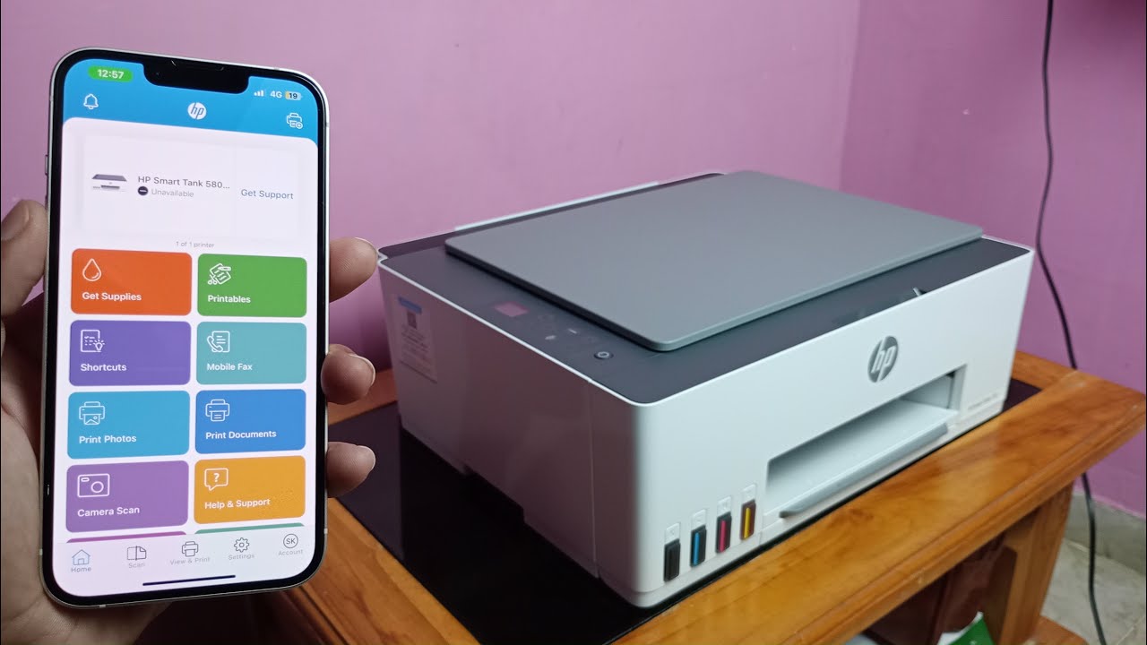 How To Connect Hp Smart Tank 580 Printer With Mobile - iPhone || How To Connect  Hp580 With Hp Smart