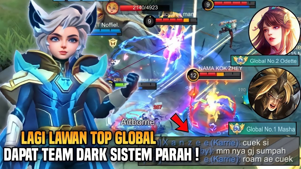 CARA HARITH CARRY KETIKA SOLO RANK KETEMU TOP GLOBAL HERO DAPET TEAM NYA DARK SISTEM PARAH ! - MLBB