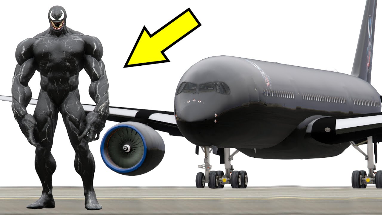 Airplane of Venom Crashes After Spider-Man Hit Plane's Engine In GTA 5