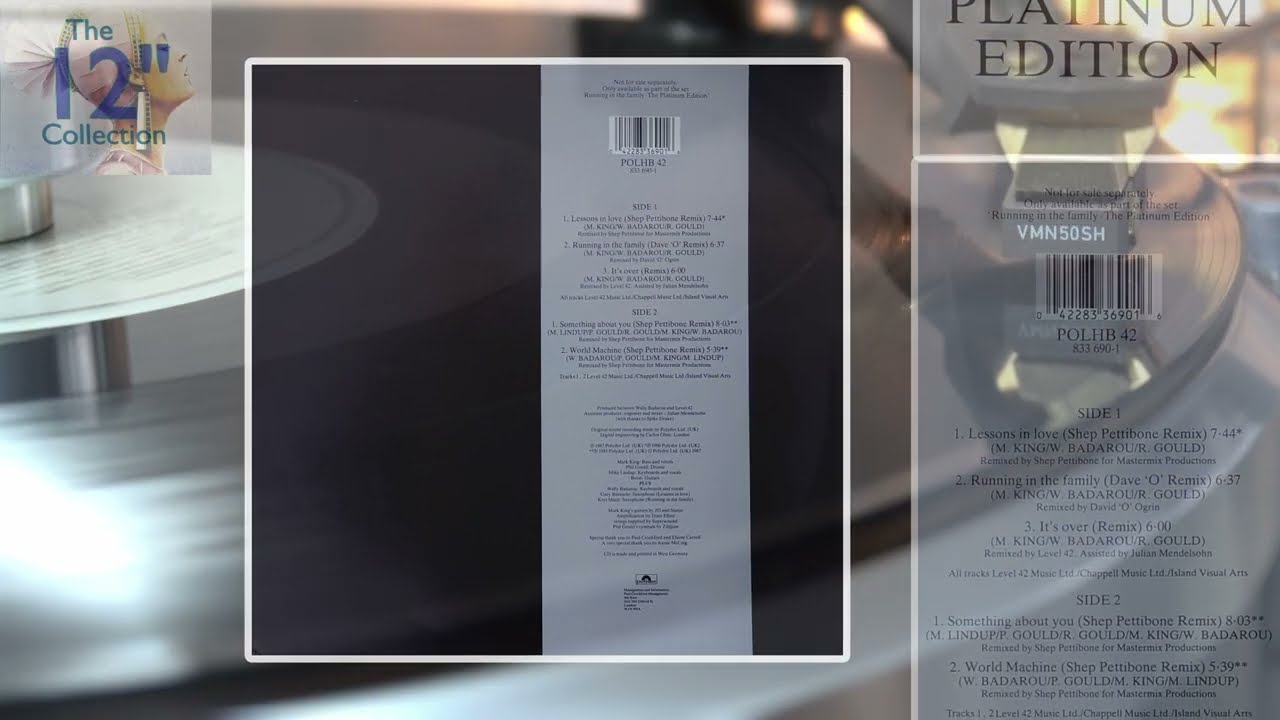 Level 42 ‎– Running In The Family (Platinum edition - Side D) - HQ vinyl 96k 24bit Captured Audio