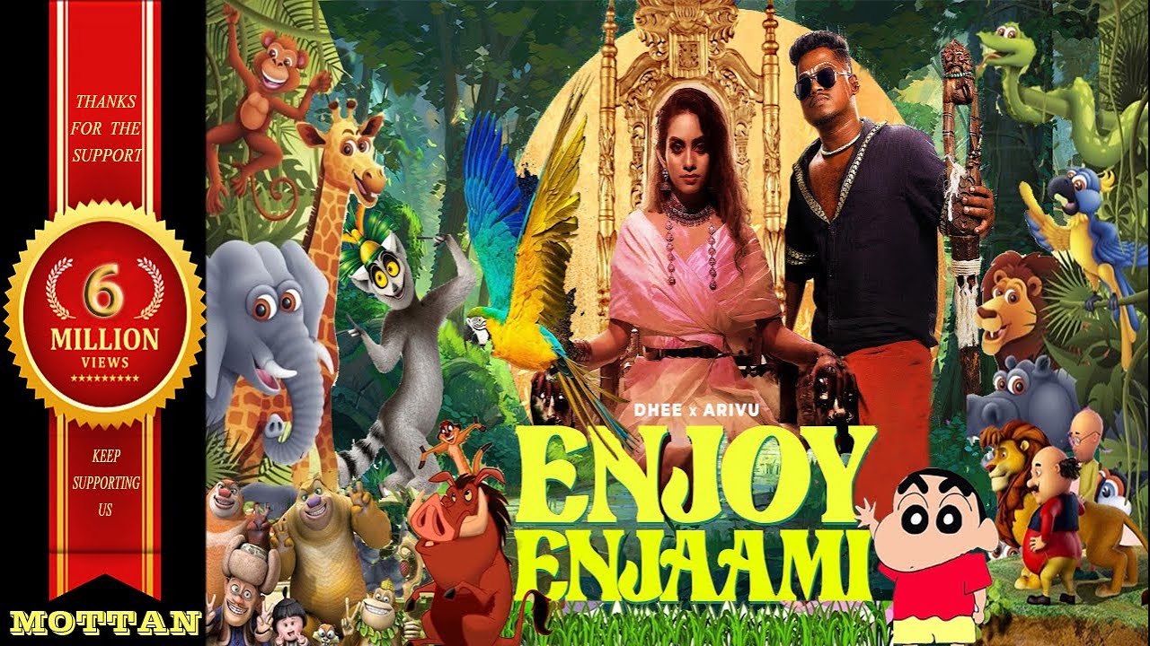 Enjoy Enjaami - Dhee ft. Arivu | Lyrics | Cartoon version