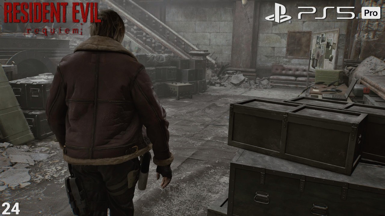 Resident Evil Requiem | Arrived R.P.D Leon Flashback & Explore hunt racoon toy & Items - Pt.24