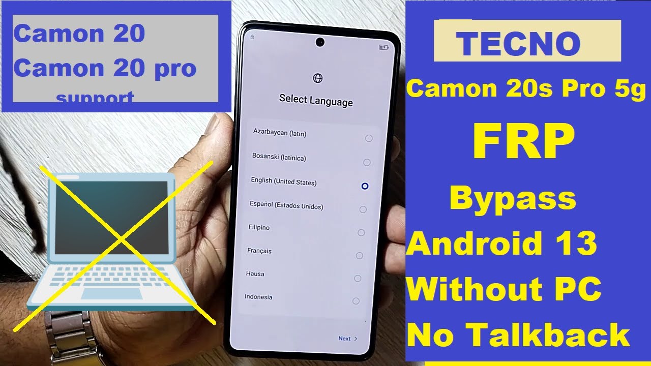 TECNO CAMON 20s Pro 5G FRP Bypass Android 13 ! Without Pc 100% Done !