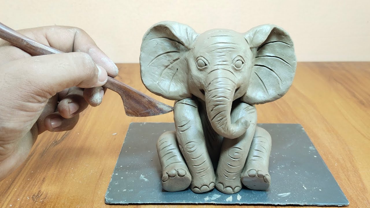 Sculpting elephant | easy elephant making | baby elephant making with clay #clay #elephant #art