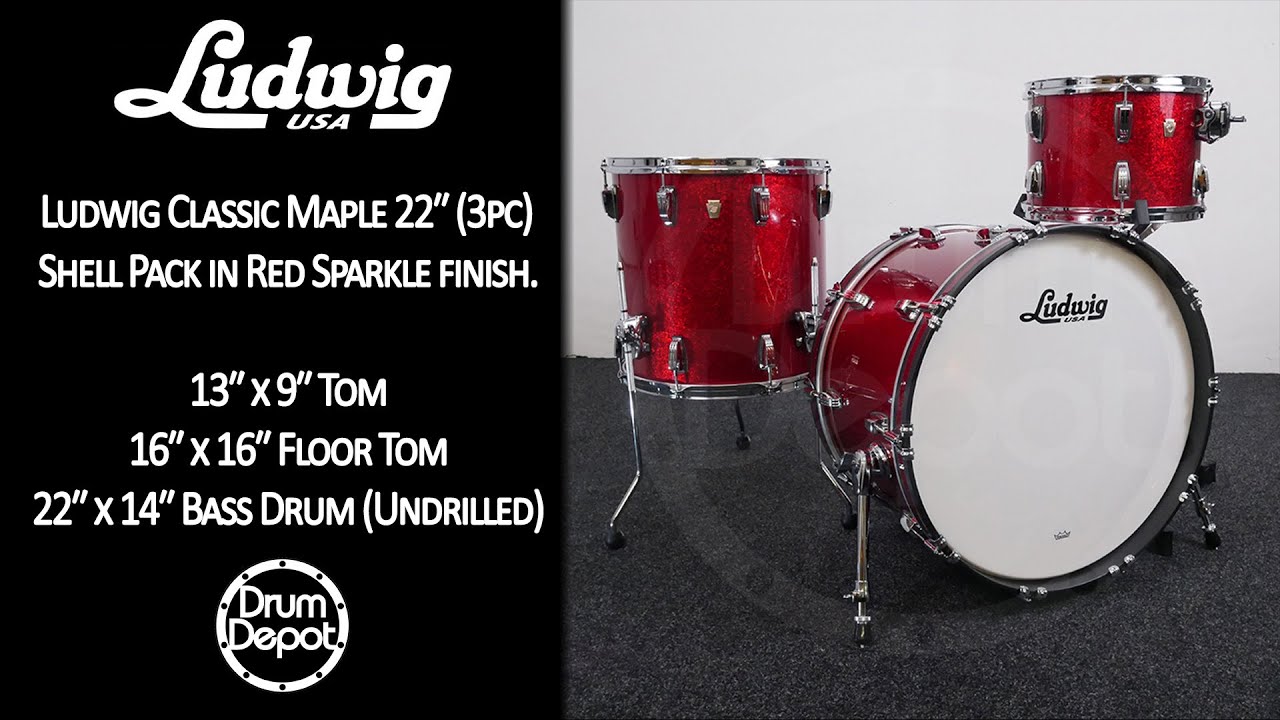 Pre Loved Ludwig Classic Maple - Red Sparkle Finish - Demo