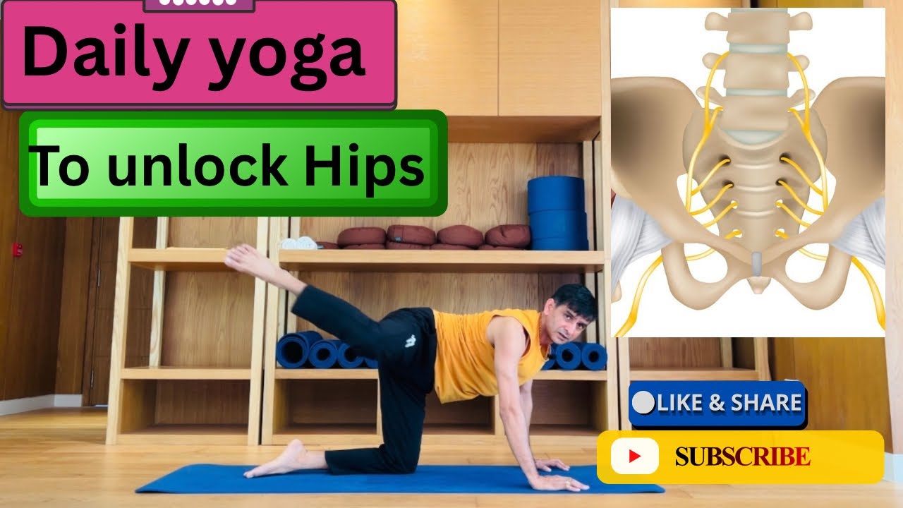 Yoga exercises for hip mobility, hip open. 