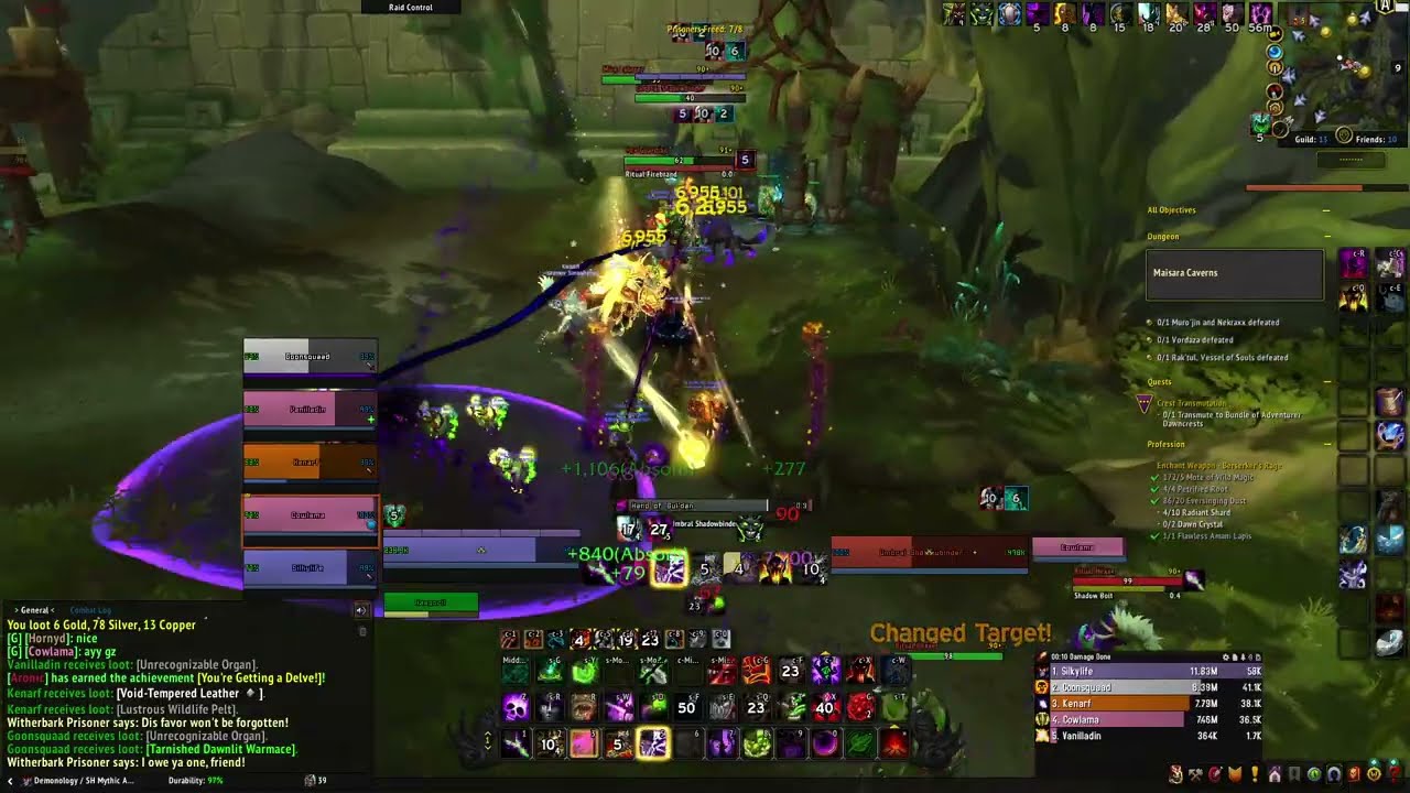 M0 Maisara Caverns - 227 ilvl Demo Lock (Guild Run, Granny Smashers)