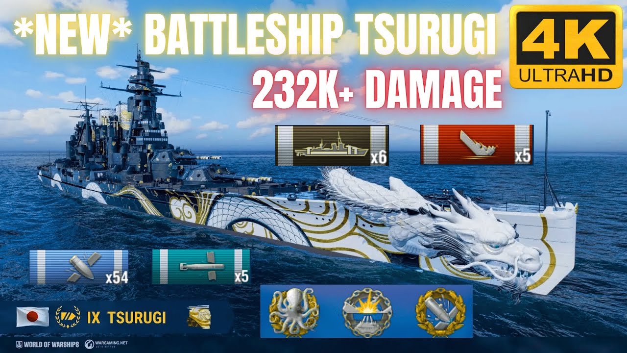 Battleship Tsurugi: DOMINATING 232K+ Damage & 5 Ships Destroyed | World of Warships