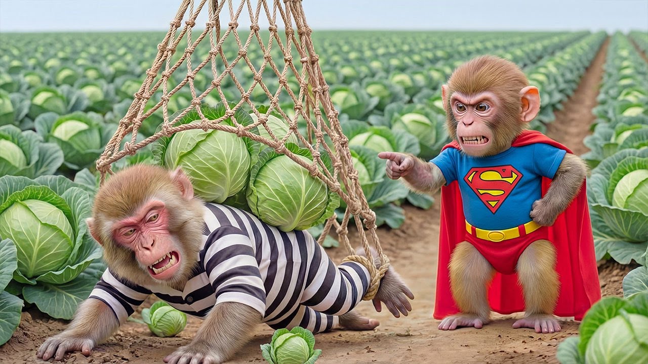 Super Monkey Catches a Cabbage Thief Red-Handed in the Farm &mdash; No Escape This Time! 😱🥬🐒