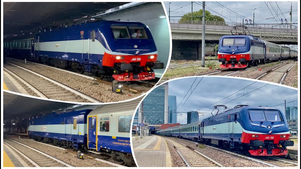 Arrivo e partenza dalla stazione di Milano Porta Garibaldi del treno "Sicilia Express" di T.T.I.