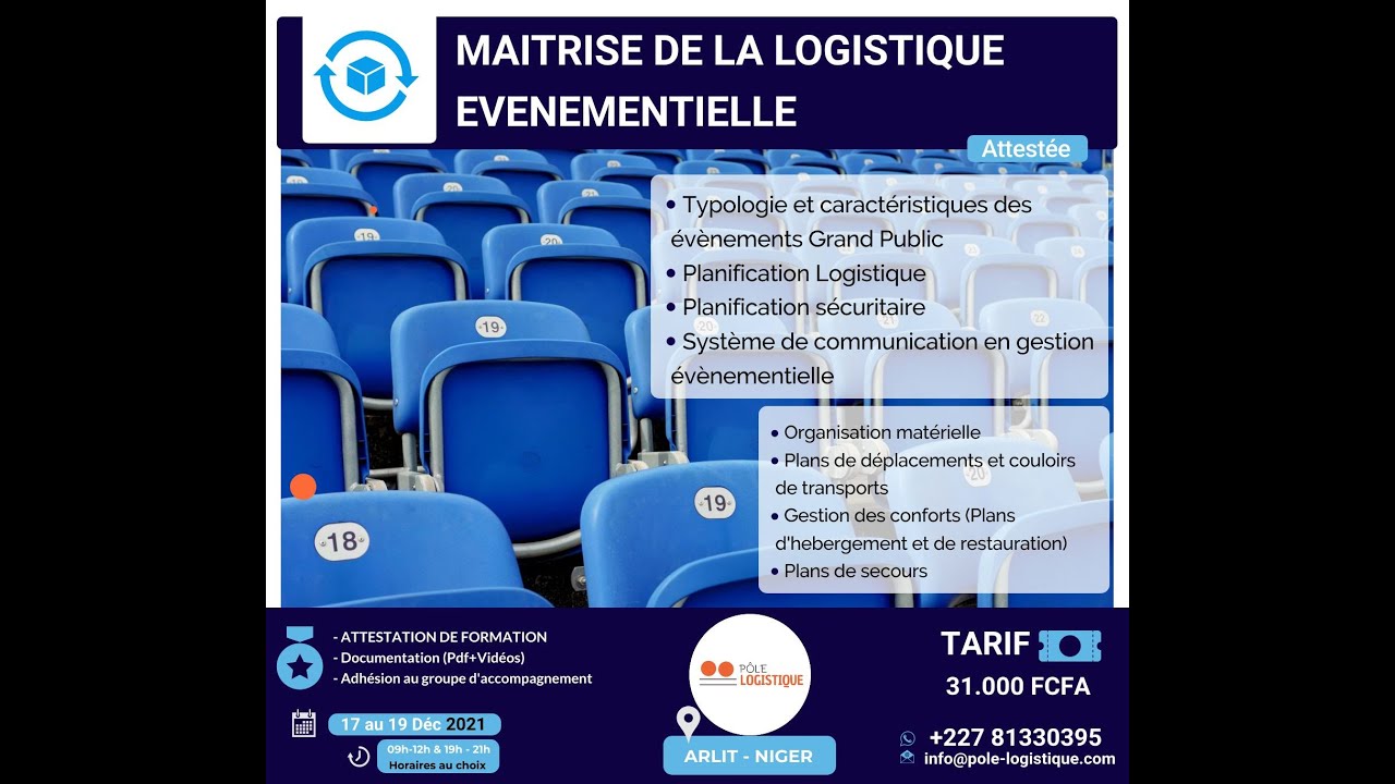 MAITRISE DE LA LOGISTIQUE EVENEMENTIELLE - FORMATION PRESENTIELLE