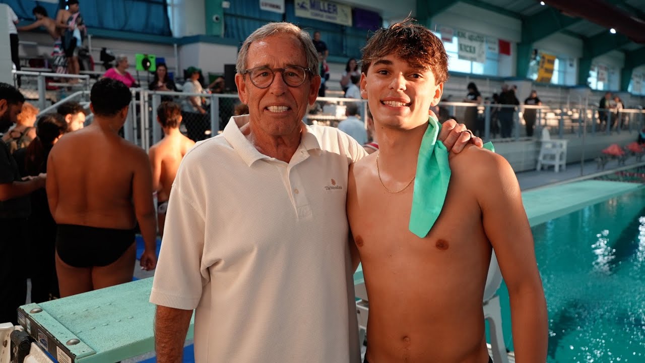 Noah Westbrook breaks King's 1 meter diving record set in 1974, meets record holder Mark Brown