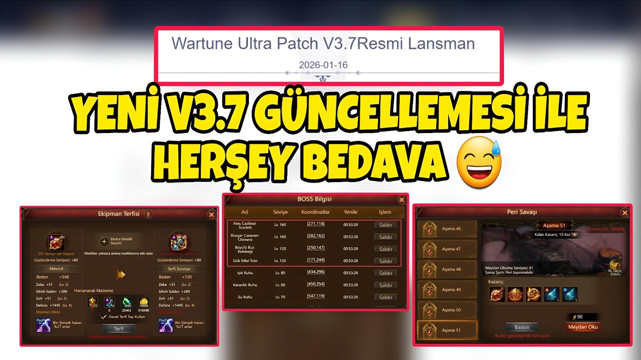 🔥V3.7 GÜNCELLEMESİ İLE HERŞEY NAH BEDAVA😅|Wartune Ultra