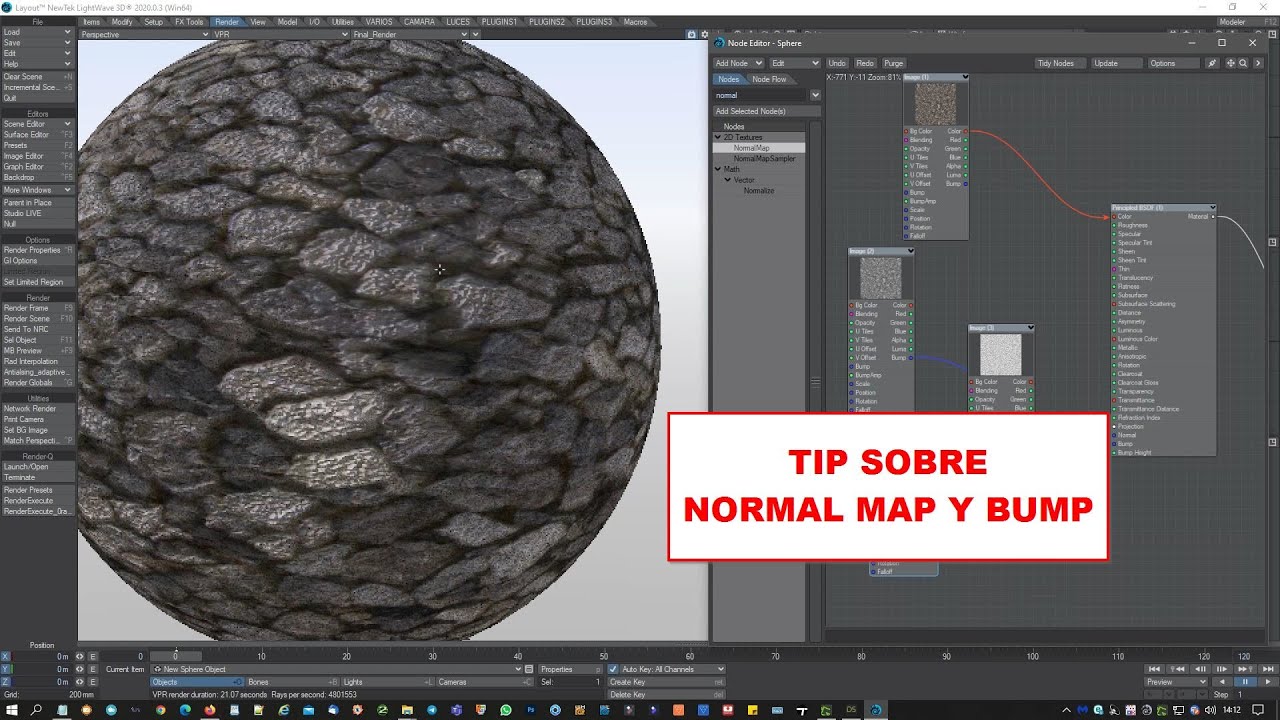 TUTORIAL LIGHTWAVE 3D 2020    ESENCIALES  - NORMAL MAP Y BUMP  TIP MATERIALES