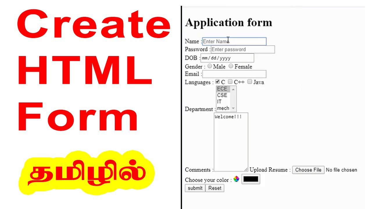 HTML form in tamil|Forms in HTML Tamil|How to create HTML Forms in Tamil|CodebinX