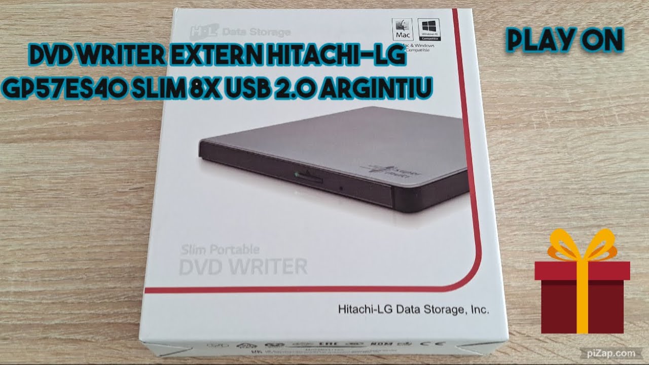 DVD Writer extern Hitachi-LG GP57ES40 Slim 8x USB 2.0 Argintiu
