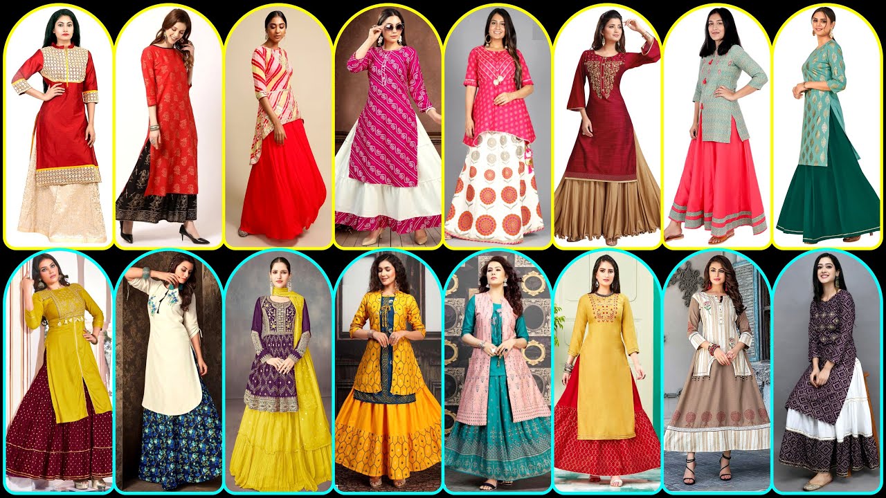 Kurti with Skirts Design | Long Skirt for Girl | Skirti with Long Kurti | Kurti Lehenga Design