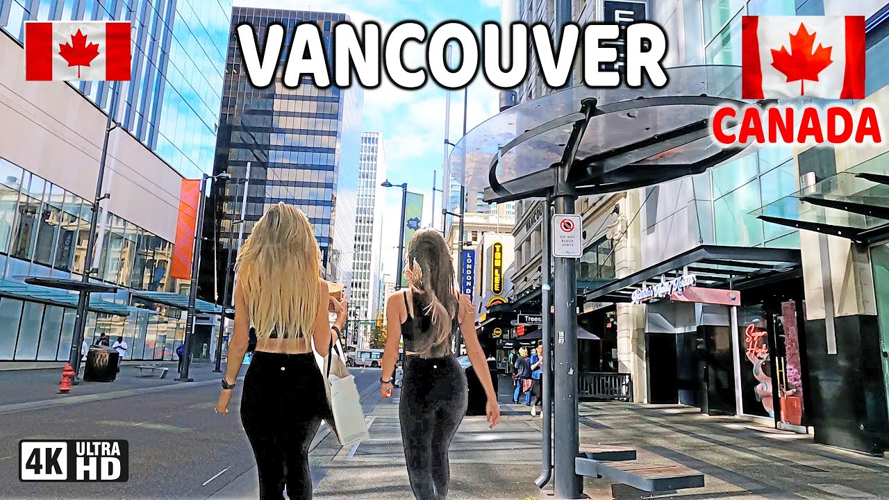 🇨🇦 【4K】☀️ Downtown Vancouver BC, Canada. Sunny Day. Relaxing Walk | Go Pro Hero 10 |