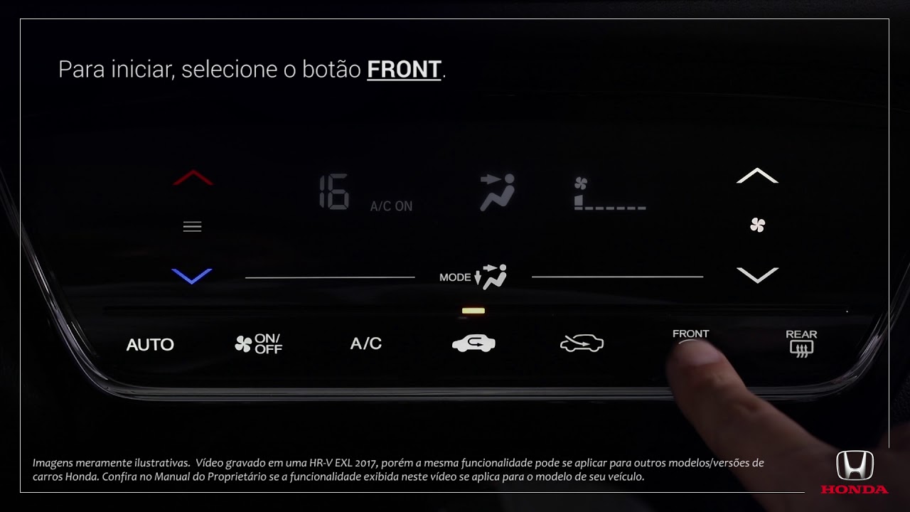 Honda HR-V EX/EXL 2017 a 2019 e Touring 2017/2018: Desembaçar os vidros com ar-condicionado digital
