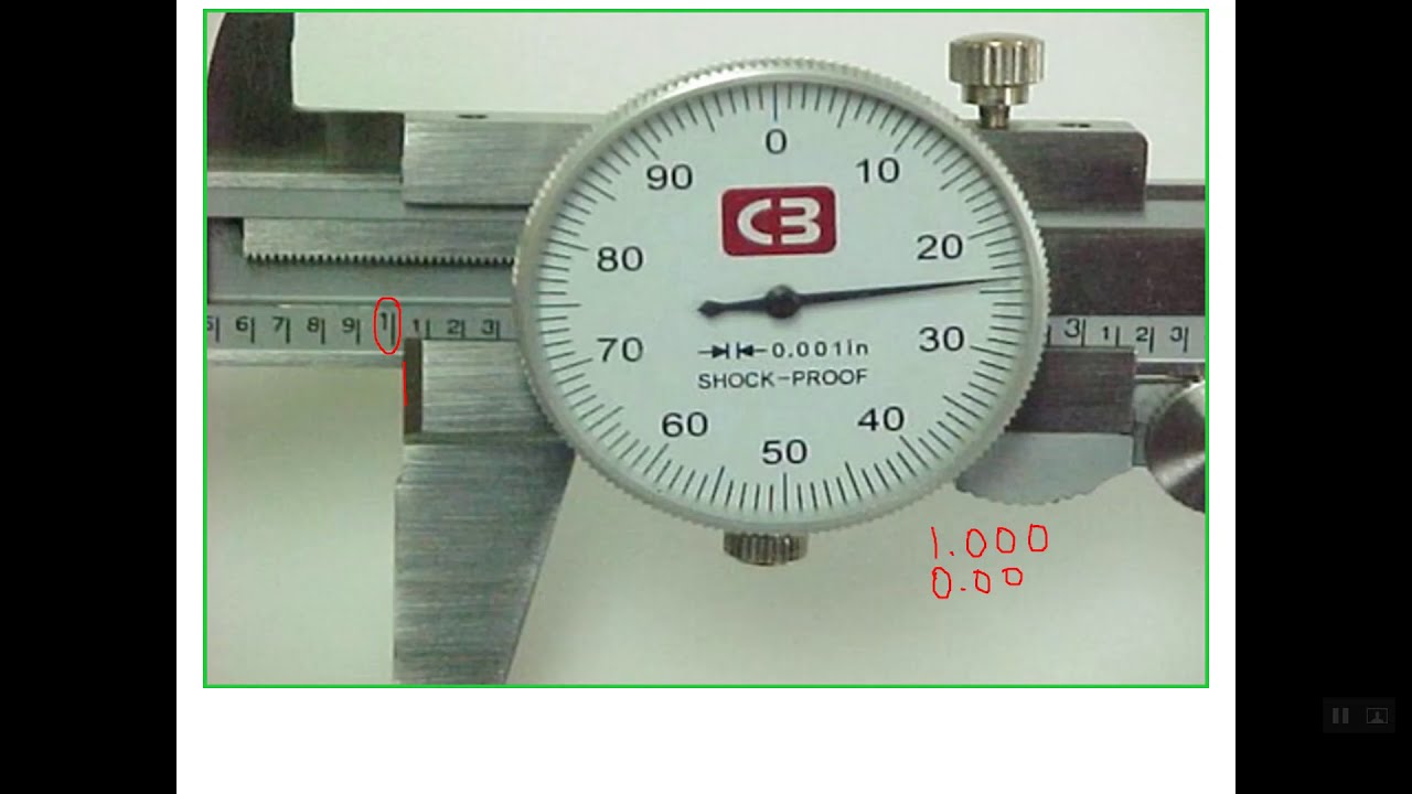 15) Reading British Dial Caliper with 0.001 inch Graduation (Least Count)
