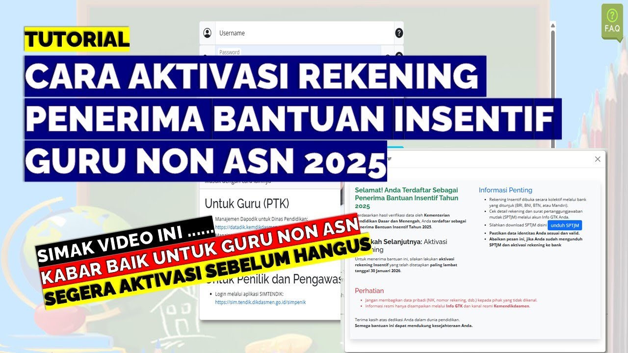 CARA AKTIVASI REKENING PENERIMA BANTUAN INSENTIF GURU NON ASN 2025