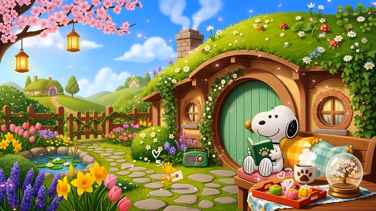 Snoopy’s Cozy Spring Garden Cottage 🌼 Calm Lofi Study Time 🌷 Soft Lofi Vibes to Relaxing