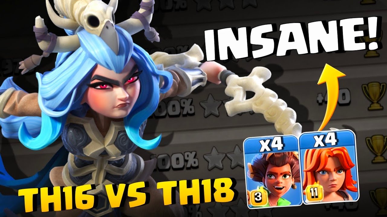 TH16 против TH18 🔥 используйте эту БЕЗУМНУЮ стратегию с корневым наездником. #clashofclans