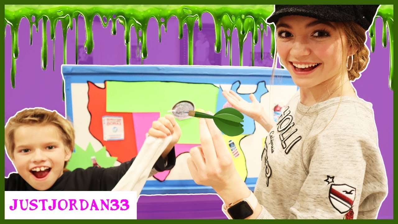 Throwing A Dart At A Map And Making Slime Using The Ingredients It Lands On! / JustJordan33