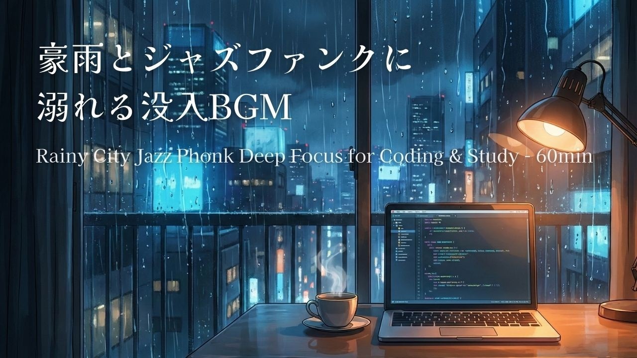 Rainy City Jazz Phonk 🌧️ Deep Focus for Coding & Study | 豪雨とジャズファンクに溺れる没入BGM