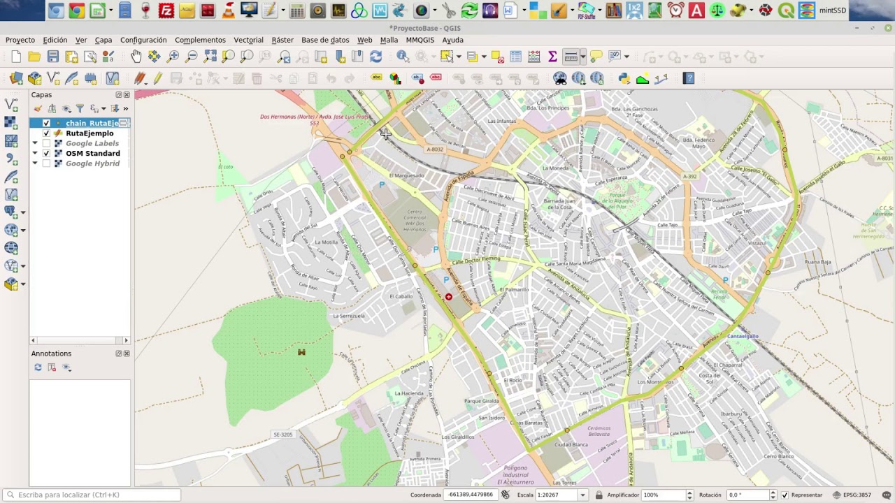 Qgis Graduar Polilineas usando plugins Qchainage [segmentar]