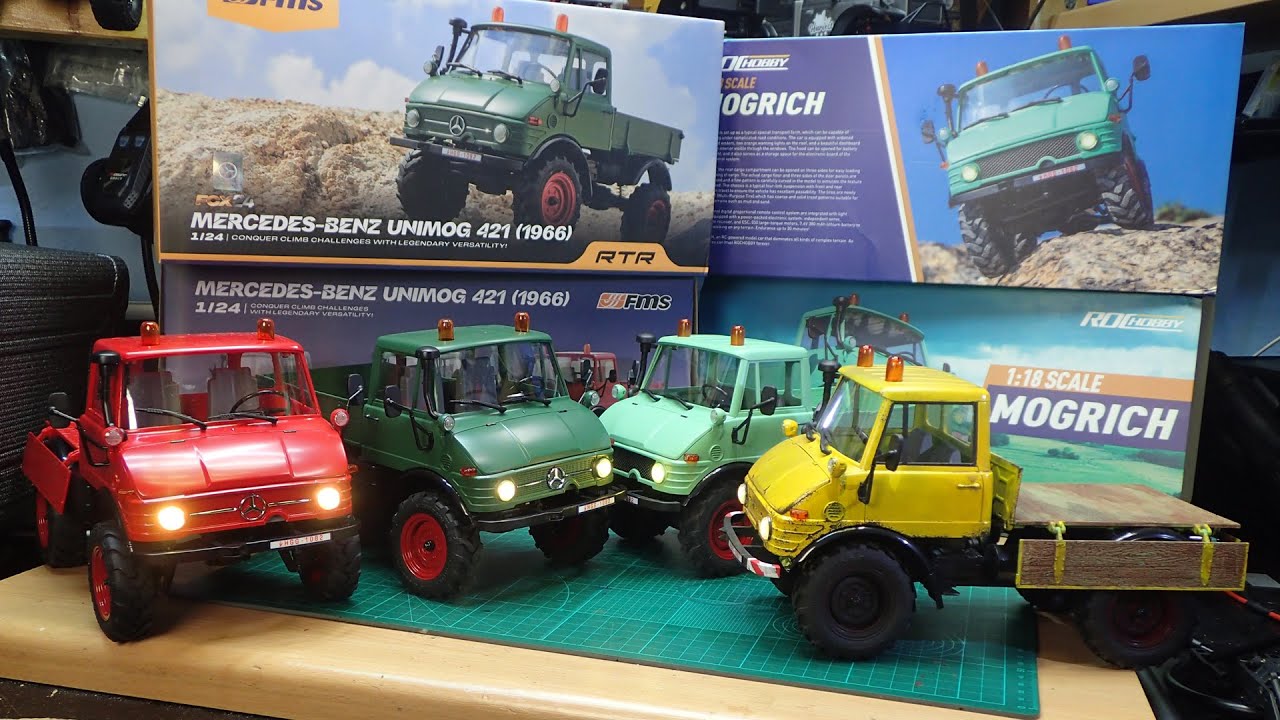 FMS FCX24 Mercedes Benz Unimog compared with RocHobby Mogrich
