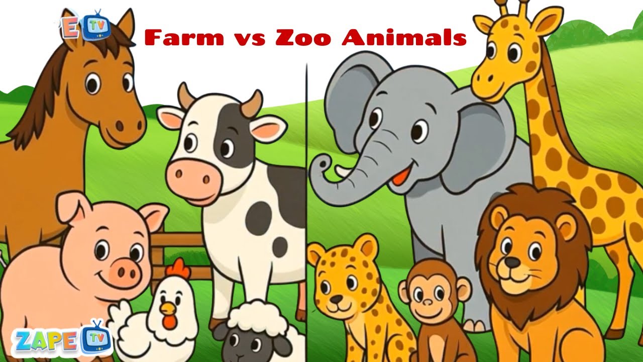 Животные на ферме против животных в зоопарке 🐘🐔 | Веселая песенка о животных для детей | Изучайте...