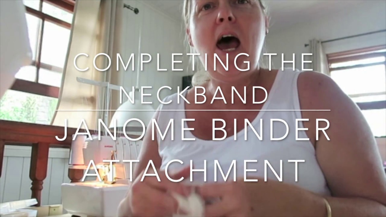 Sewing the neckband together after binding with the Coverpro