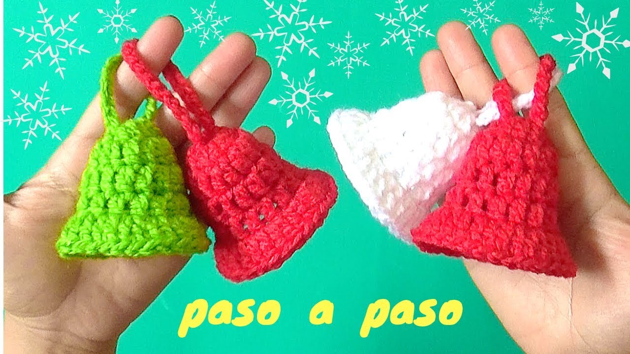 CAMPANAS NAVIDEÑAS TEJIDAS A CROCHET PASO A PASO   PARA DECORAR