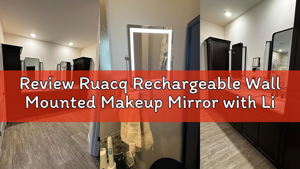 Review Ruacq Rechargeable Wall Mounted Makeup Mirror with Lights, Double Sided 1X/10X Magnifying Van
