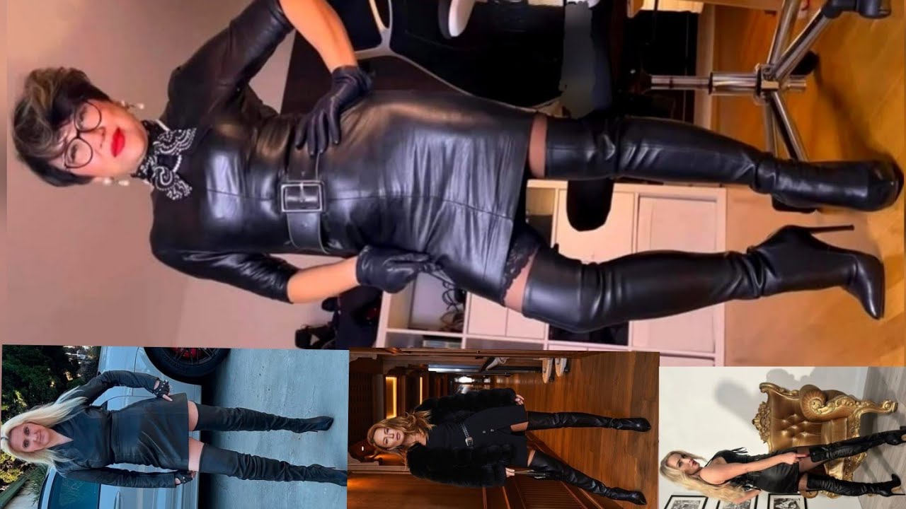 Trendy & stunning Leather outfits dresses & long boots for women's office wear 2024_2025 new trend