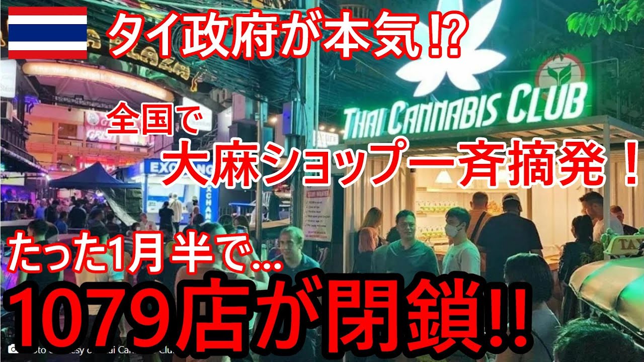 大麻ショップ1079店が閉鎖処分。たった一月半の間にタイ全国で大麻ショップ一斉摘発！合法化から一転マリファナ無法地帯脱却にタイ政府が本気か！？【バンコクドライブ時事解説】【4K】