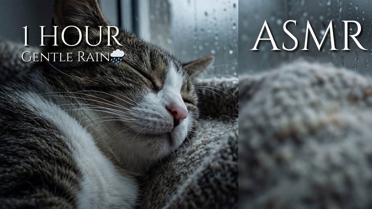 🐈 Cat Purring ASMR 🌙 Rainy Window & Soft Lullaby ✨ (No Talking, 1 Hour)
